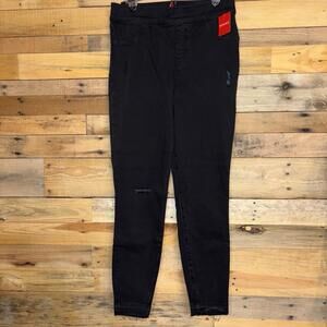 Spanx Jeans Women’s Size Large Pull On Black Distressed Denim Jegging Comfy Chic